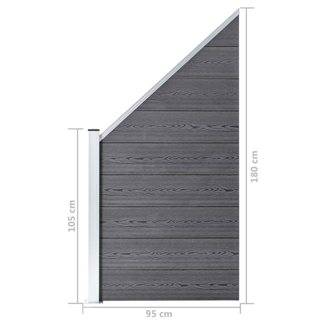 vidaXL 8 négyszögletes és 1 ferde szürke WPC kerítéselem 1484 x 186 cm