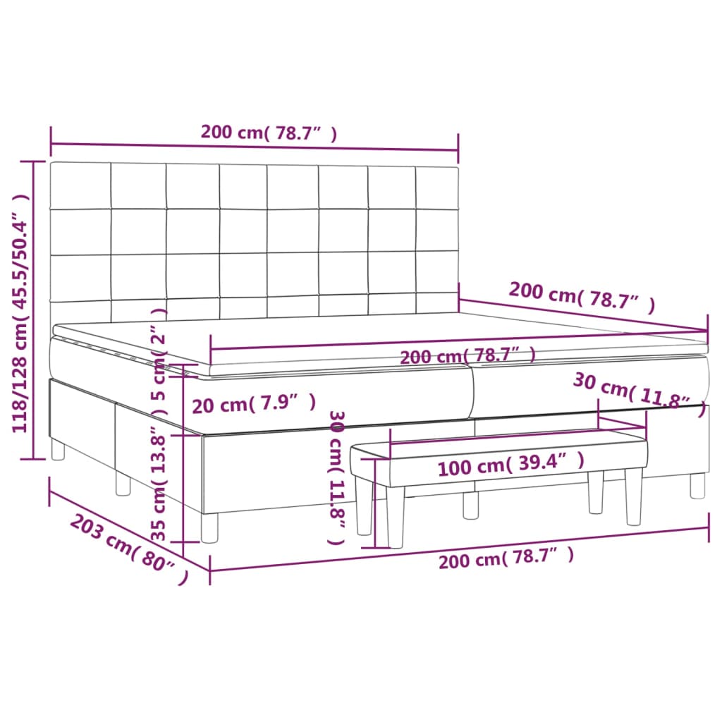 vidaXL rózsaszín bársony rugós ágy matraccal 200x200 cm