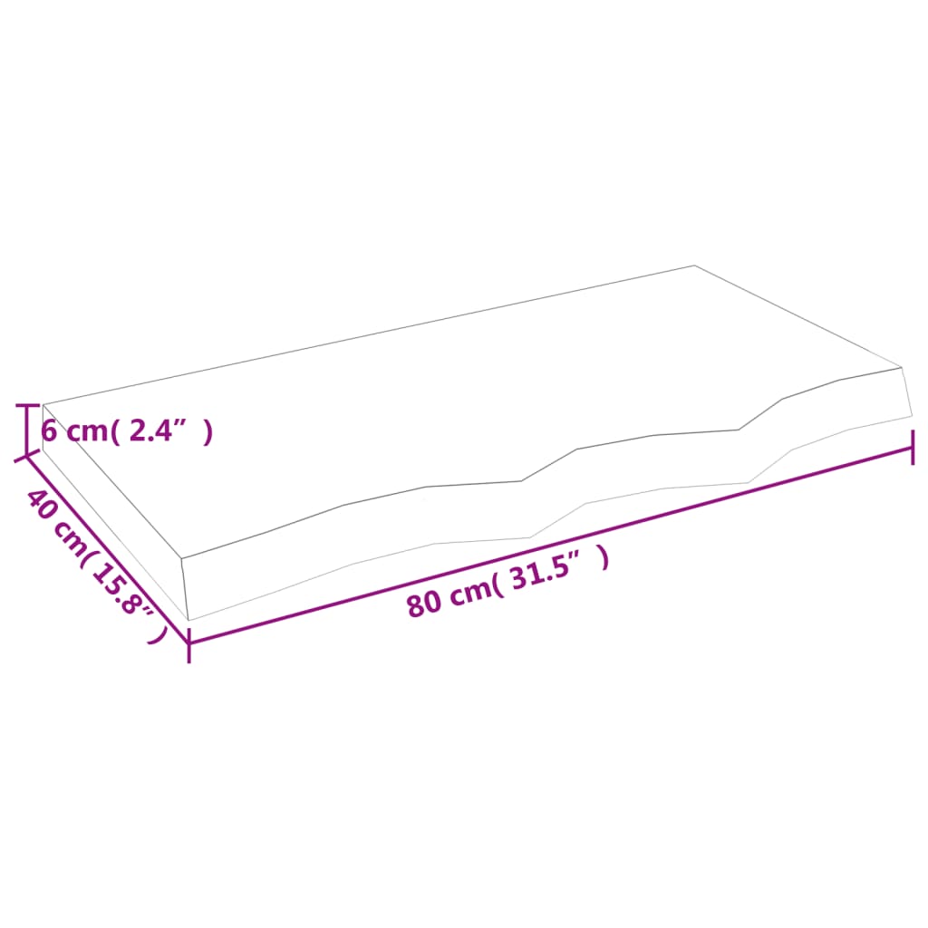 vidaXL kezeletlen tömör tölgyfa asztallap 80x40x(2-6) cm