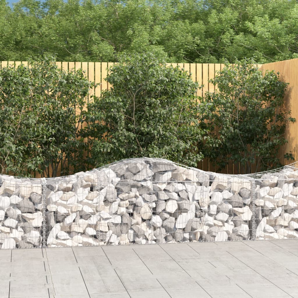 vidaXL 14 db íves horganyzott vas gabion kosár 200x50x60/80 cm