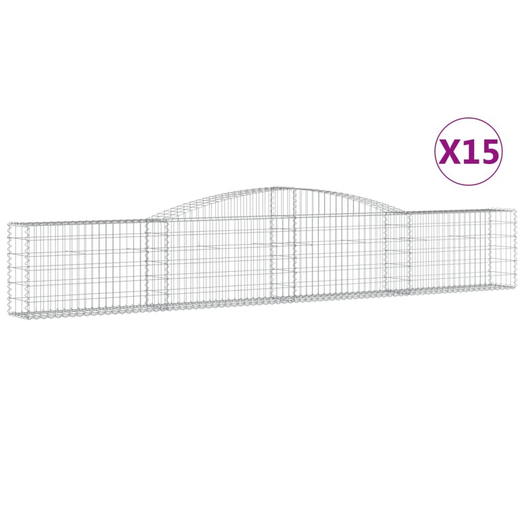 vidaXL 15 db íves horganyzott vas gabion kosár 400x30x60/80 cm