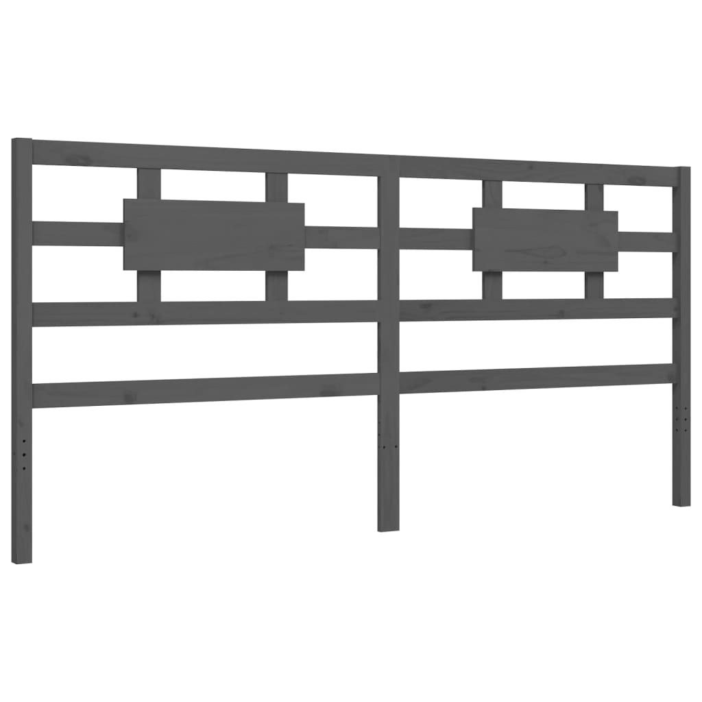 vidaXL szürke tömör fa ágykeret fejtámlával 200 x 200 cm