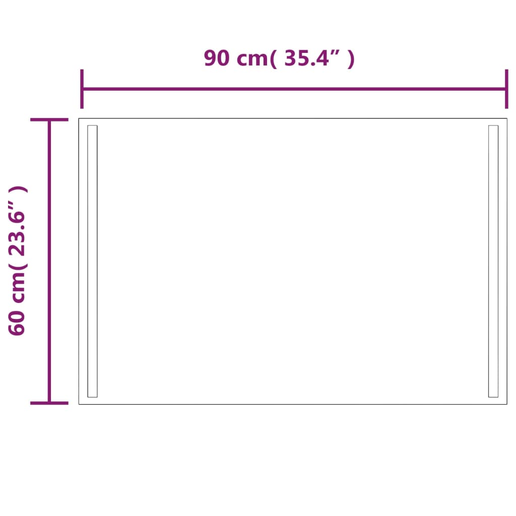 vidaXL LED-es fürdőszobatükör 60x90 cm