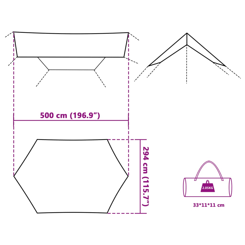 vidaXL szürke-narancssárga vízálló kempingponyva 500 x 294 cm