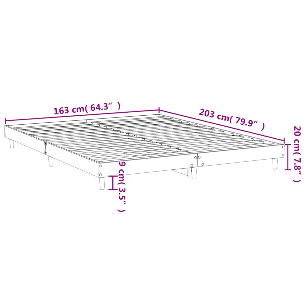 vidaXL sonoma tölgyszínű szerelt fa ágykeret 160 x 200 cm