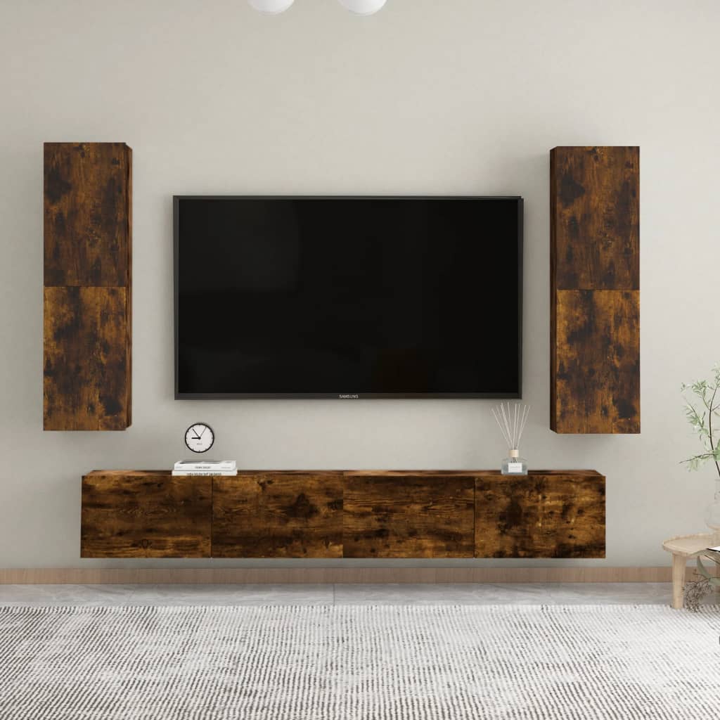 vidaXL füstös tölgy színű falra szerelhető TV-szekrény 30,5x30x110 cm