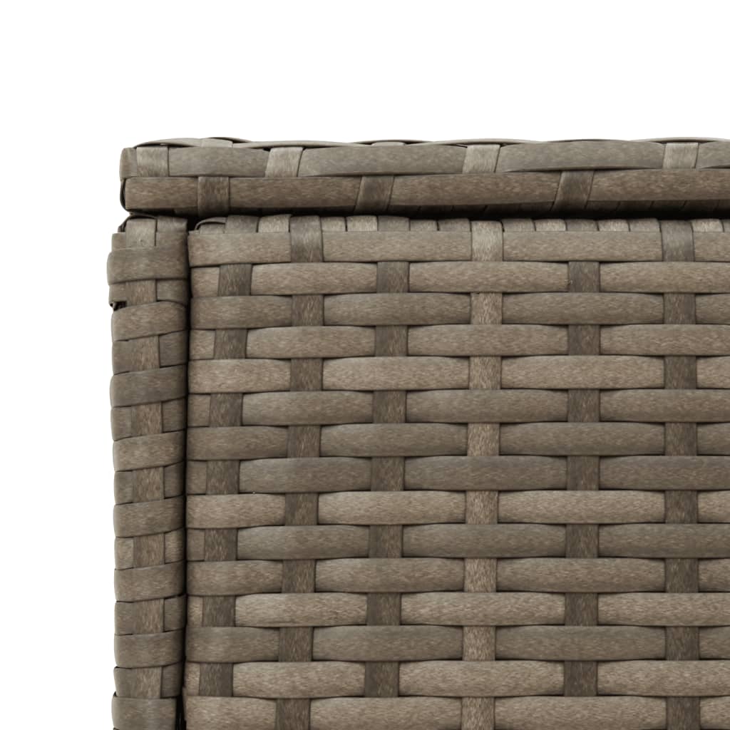 vidaXL szürke polyrattan kerti kisasztal üveg lappal 58 x 27,5 x 55 cm