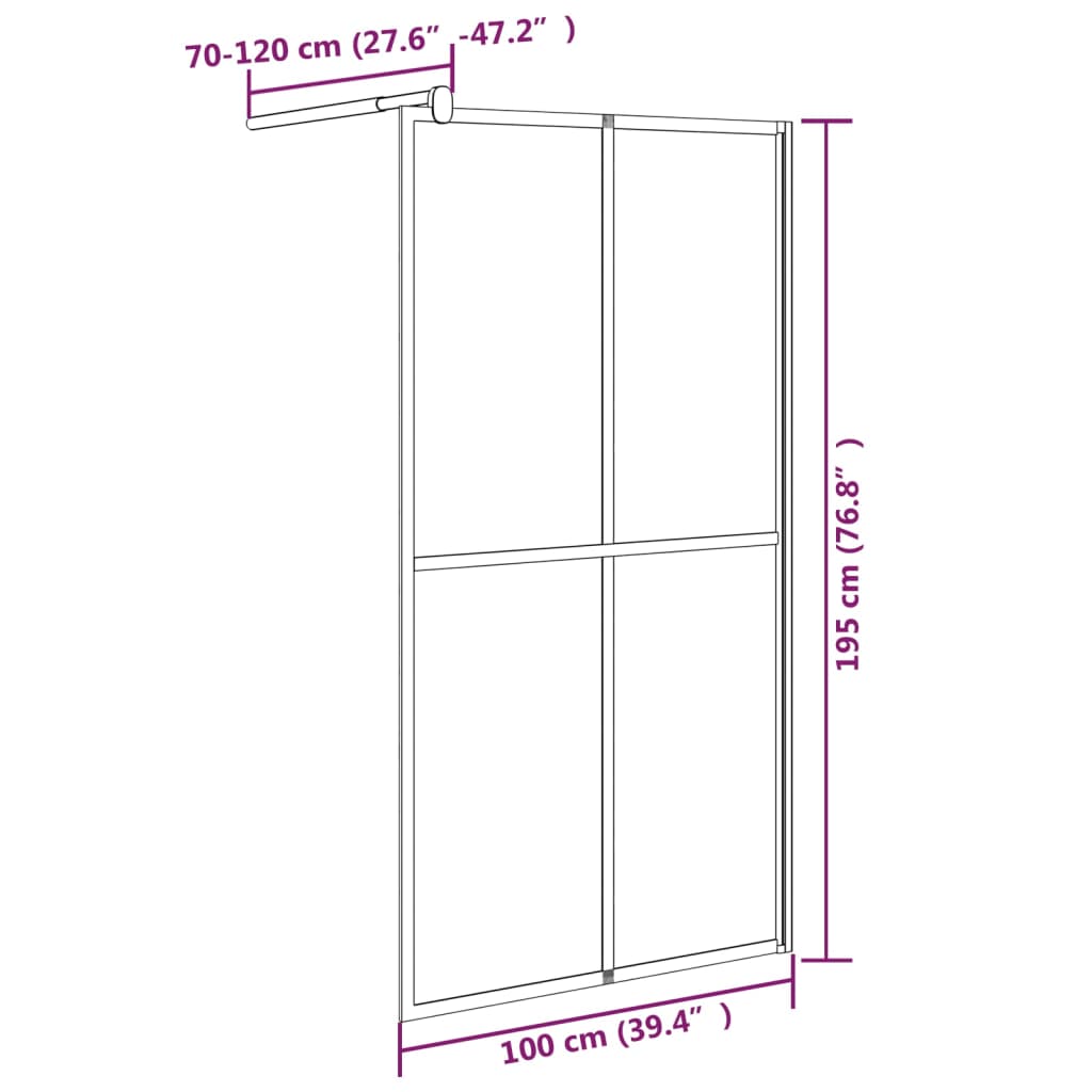 vidaXL sötét edzett üveg zuhanyfal küszöb nélküli zuhanyhoz 100x195cm