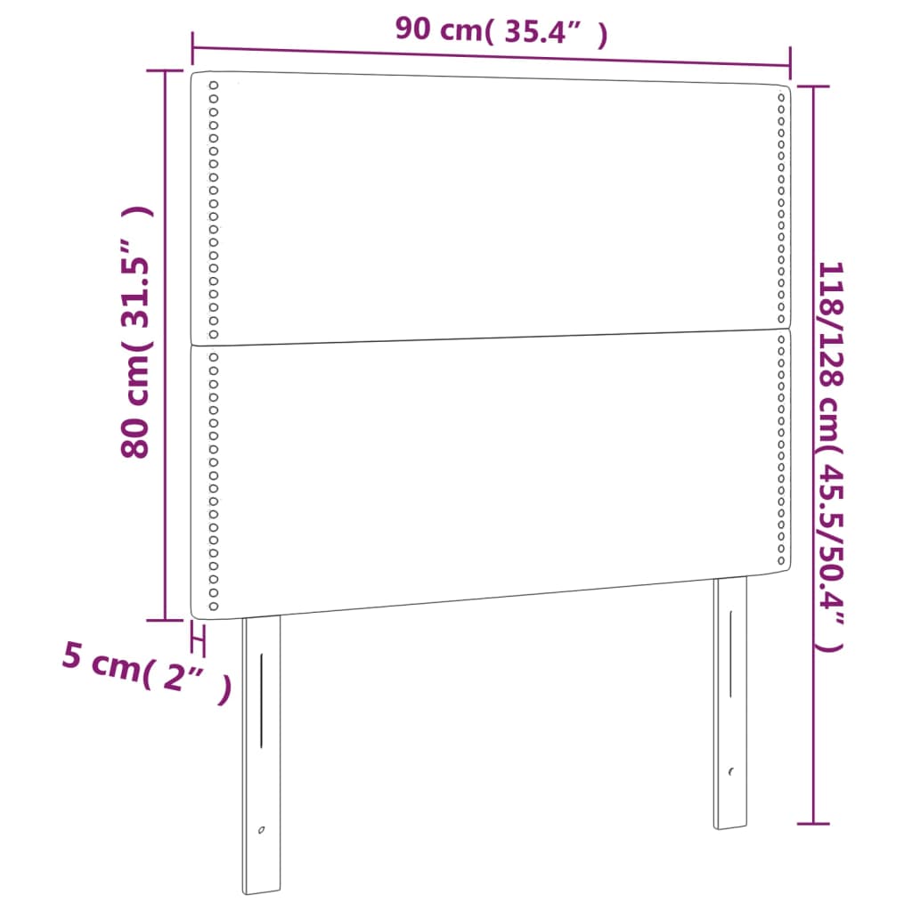 vidaXL 2 db kék szövet fejtámla 90x5x78/88 cm