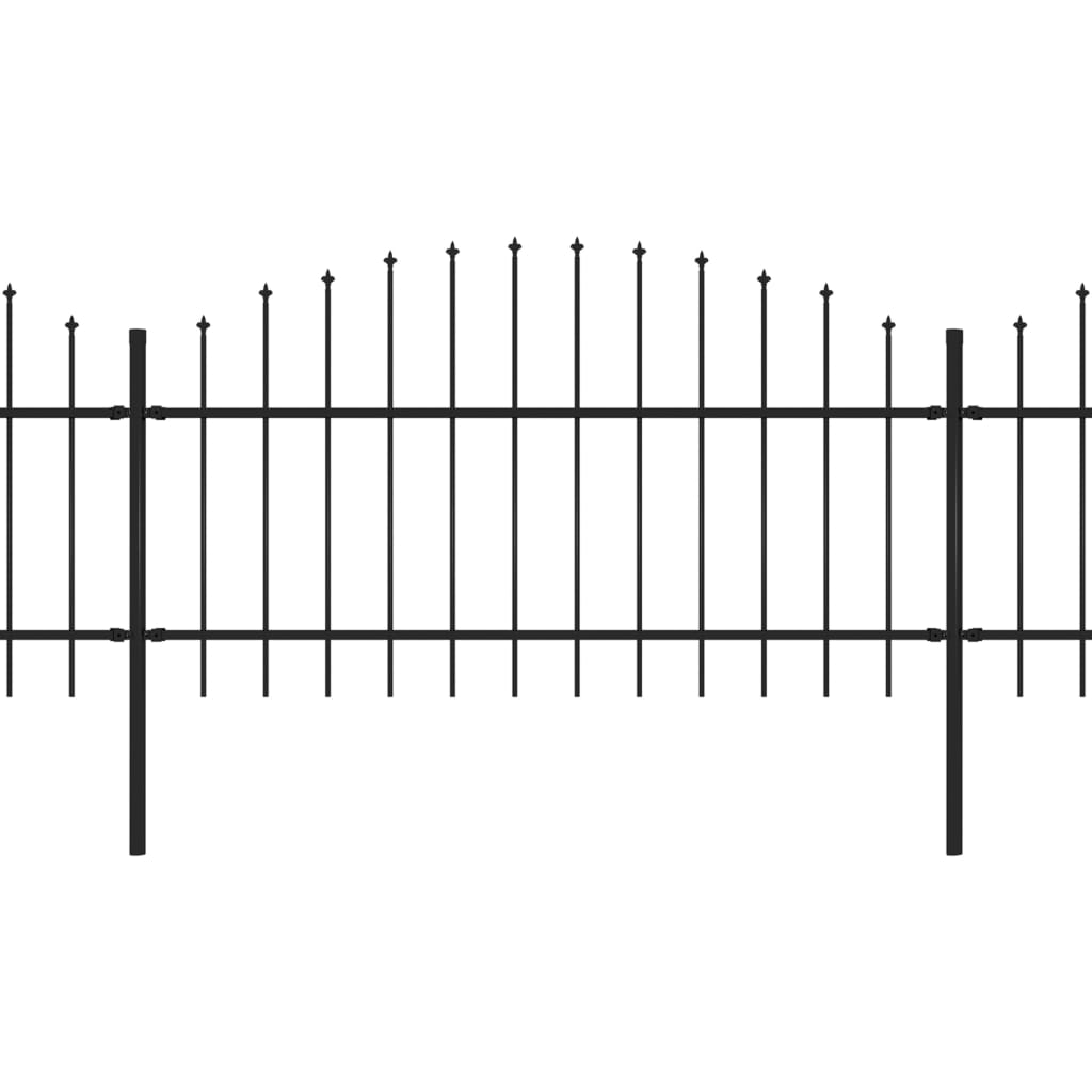 vidaXL fekete lándzsahegy tetejű acélkerítés (1-1,25) x 8,5 m