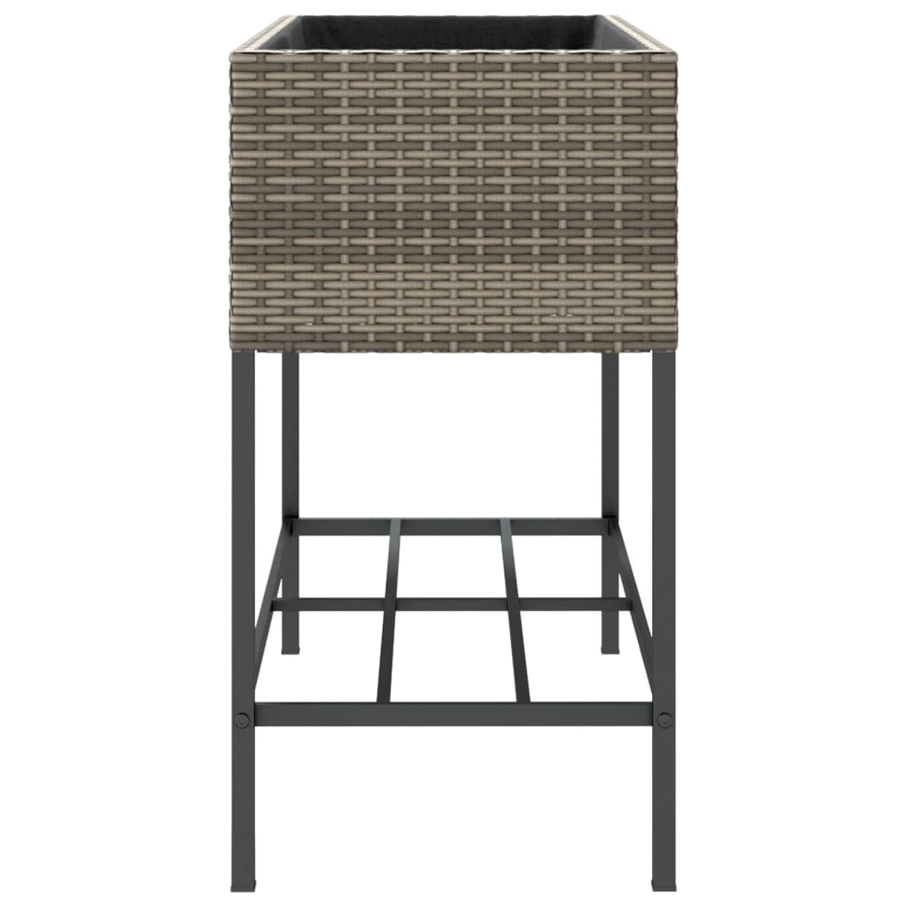 vidaXL 2 db szürke polyrattan kerti ültetőláda polccal 90 x 40 x 75 cm