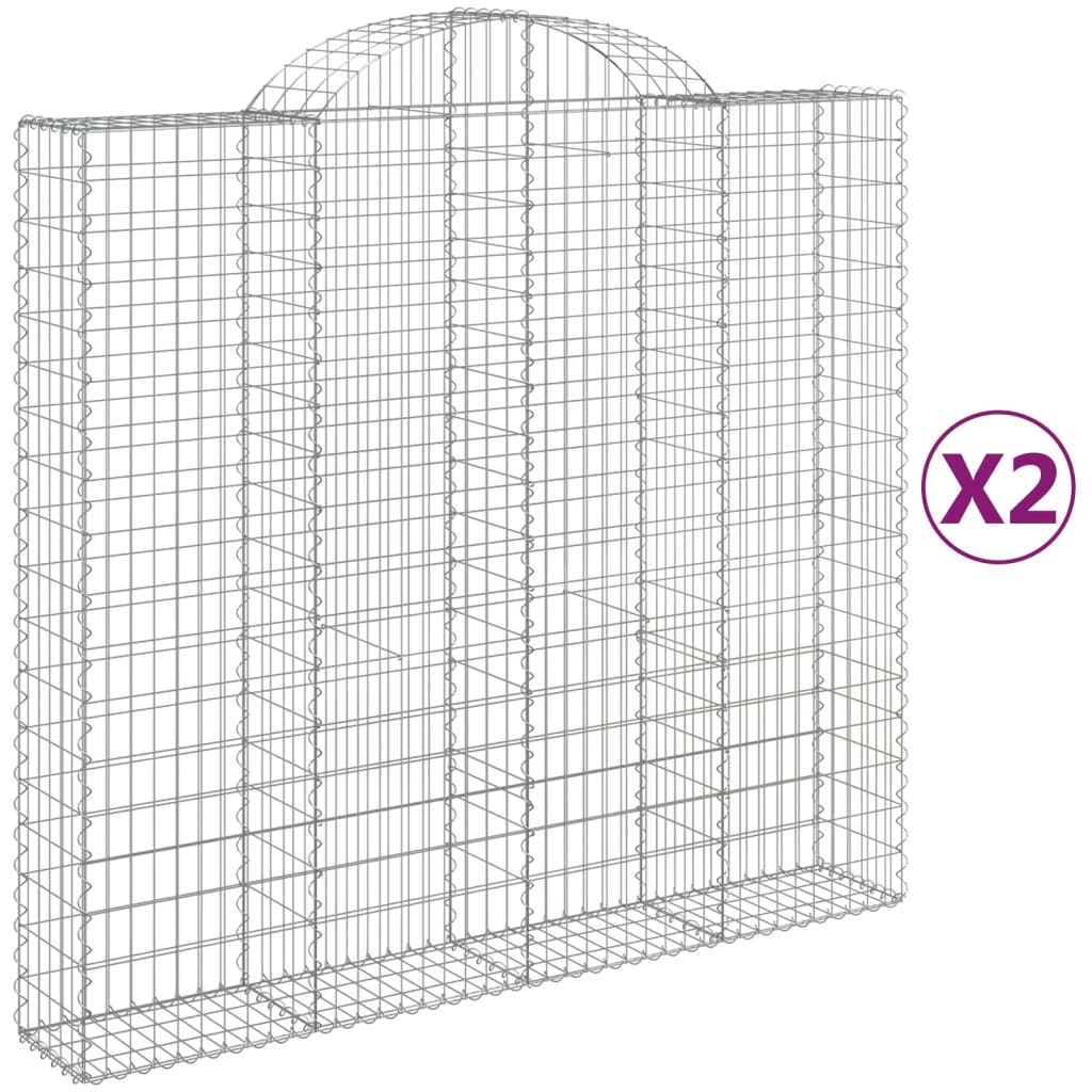 vidaXL 2 db íves horganyzott vas gabion kosár 200x50x180/200 cm