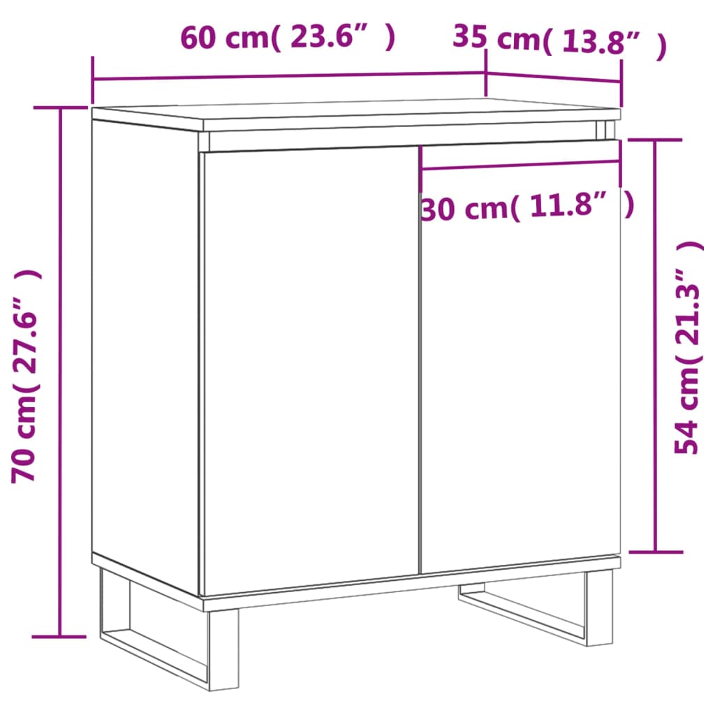 vidaXL barna tölgy színű szerelt fa tálalószekrény 60 x 35 x 70 cm