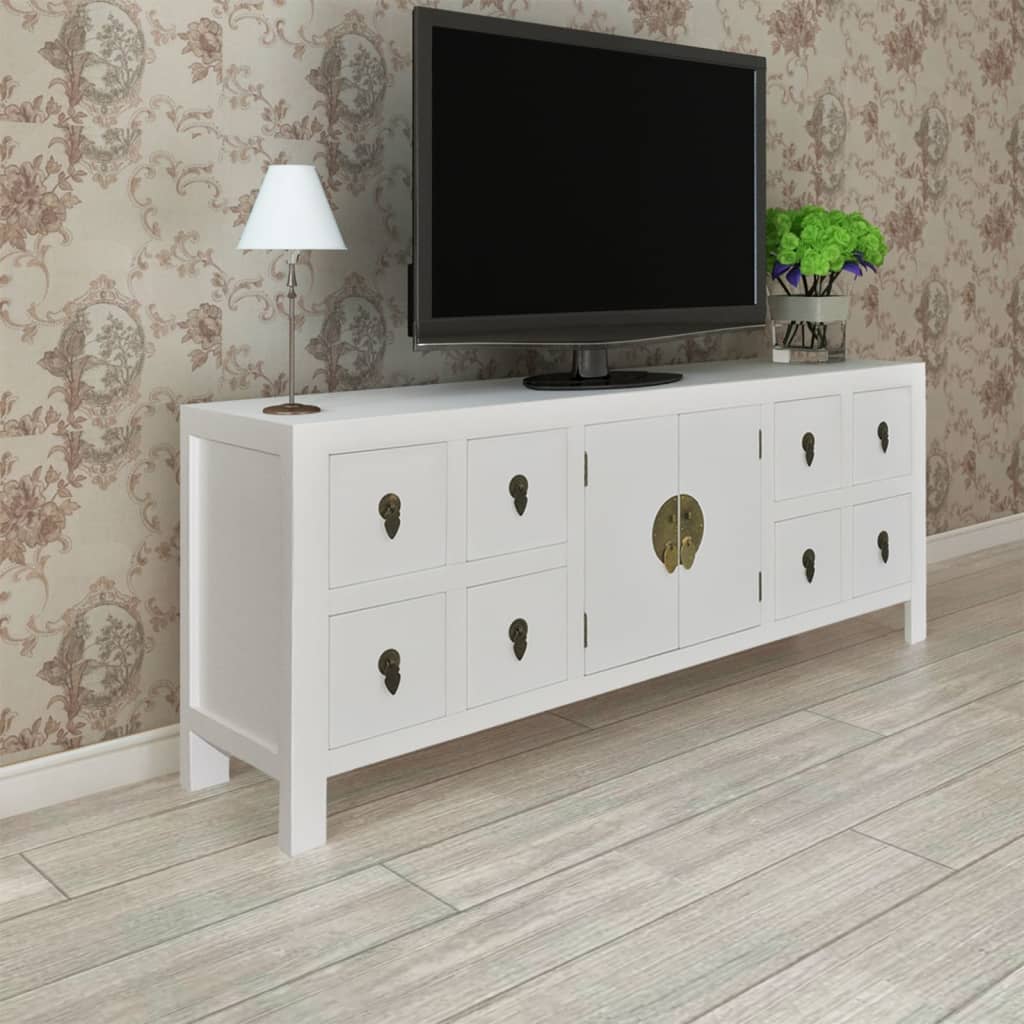 vidaXL fehér szerelt fa TV-szekrény 110 x 24 x 48 cm
