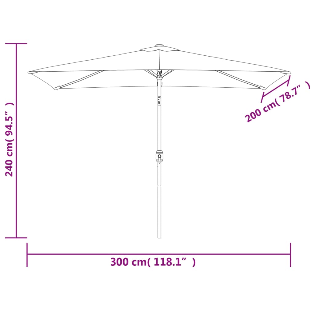 vidaXL szögletes homokfehér napernyő 200 x 300 cm