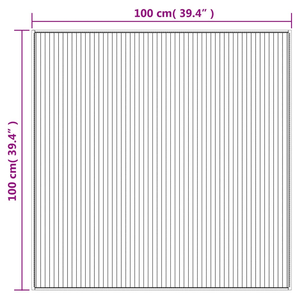 vidaXL fekete bambusz négyzet alakú szőnyeg 100 x 100 cm