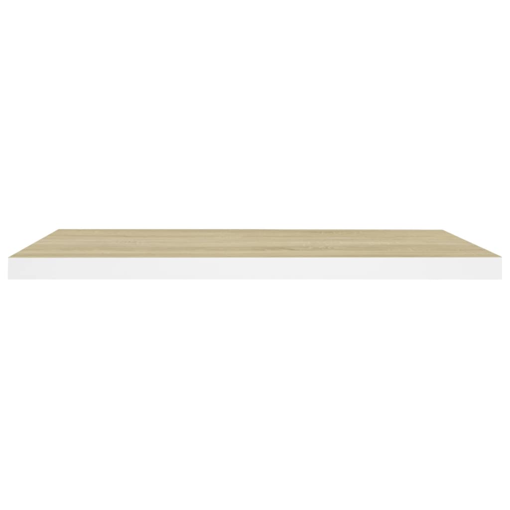 vidaXL 2 db tölgyszínű és fehér MDF lebegő fali polc 80x23,5x3,8 cm