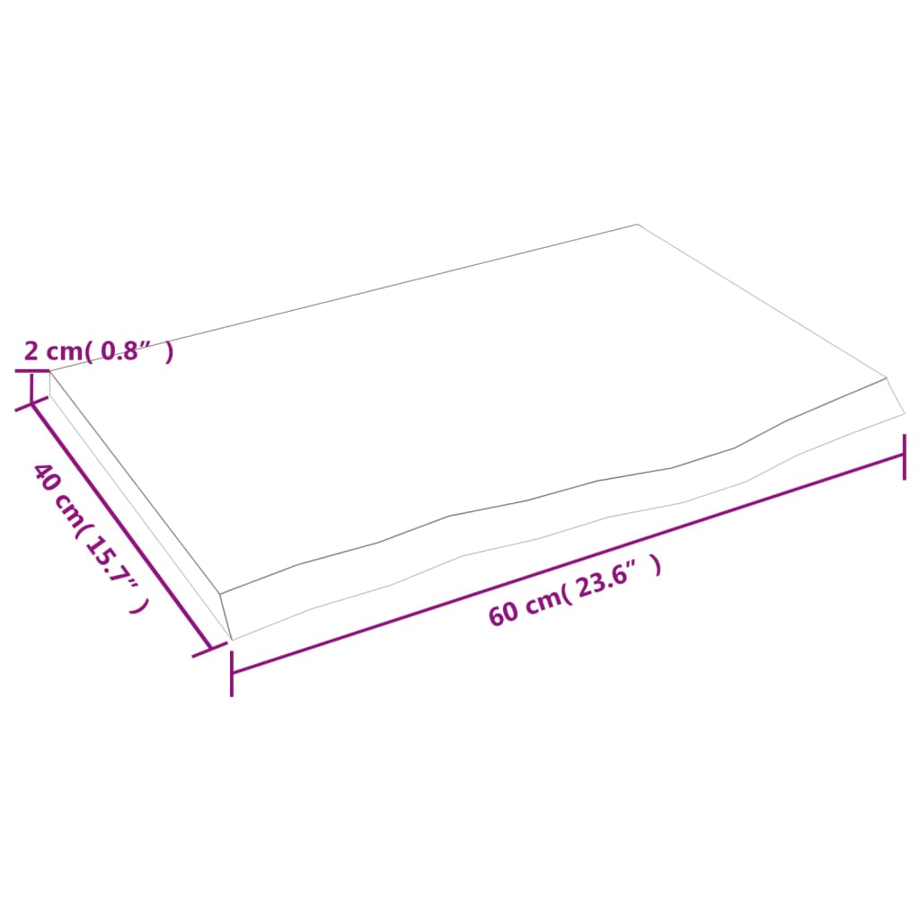 vidaXL kezeletlen tömör fa fürdőszobai pult 60x40x2 cm