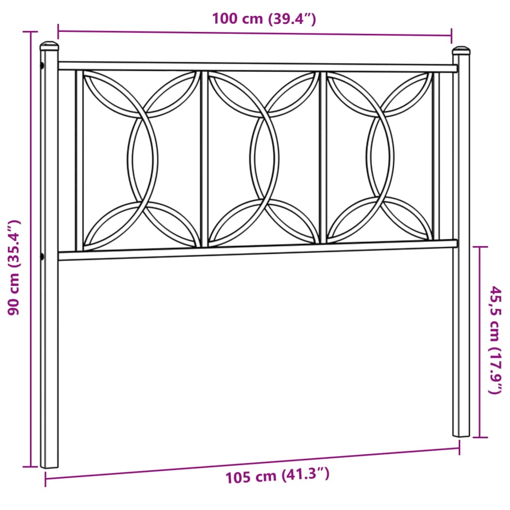 vidaXL fehér fém fejtámla 100 cm