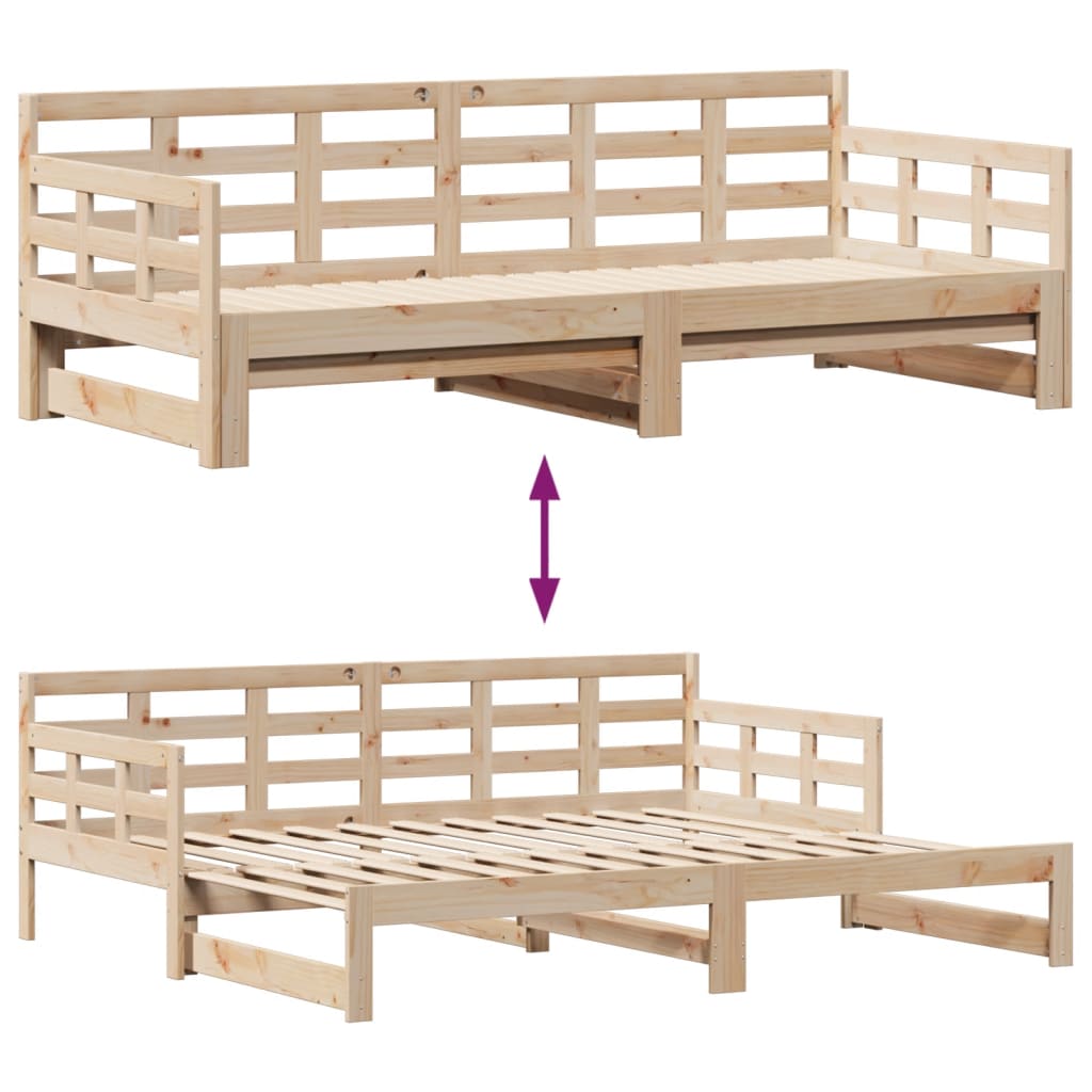 vidaXL tömör fenyőfa kihúzható kanapéágy fiókkal 80x200 cm