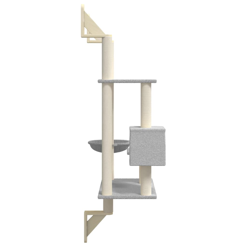 vidaXL világosszürke falra szerelhető kaparófa 153 cm