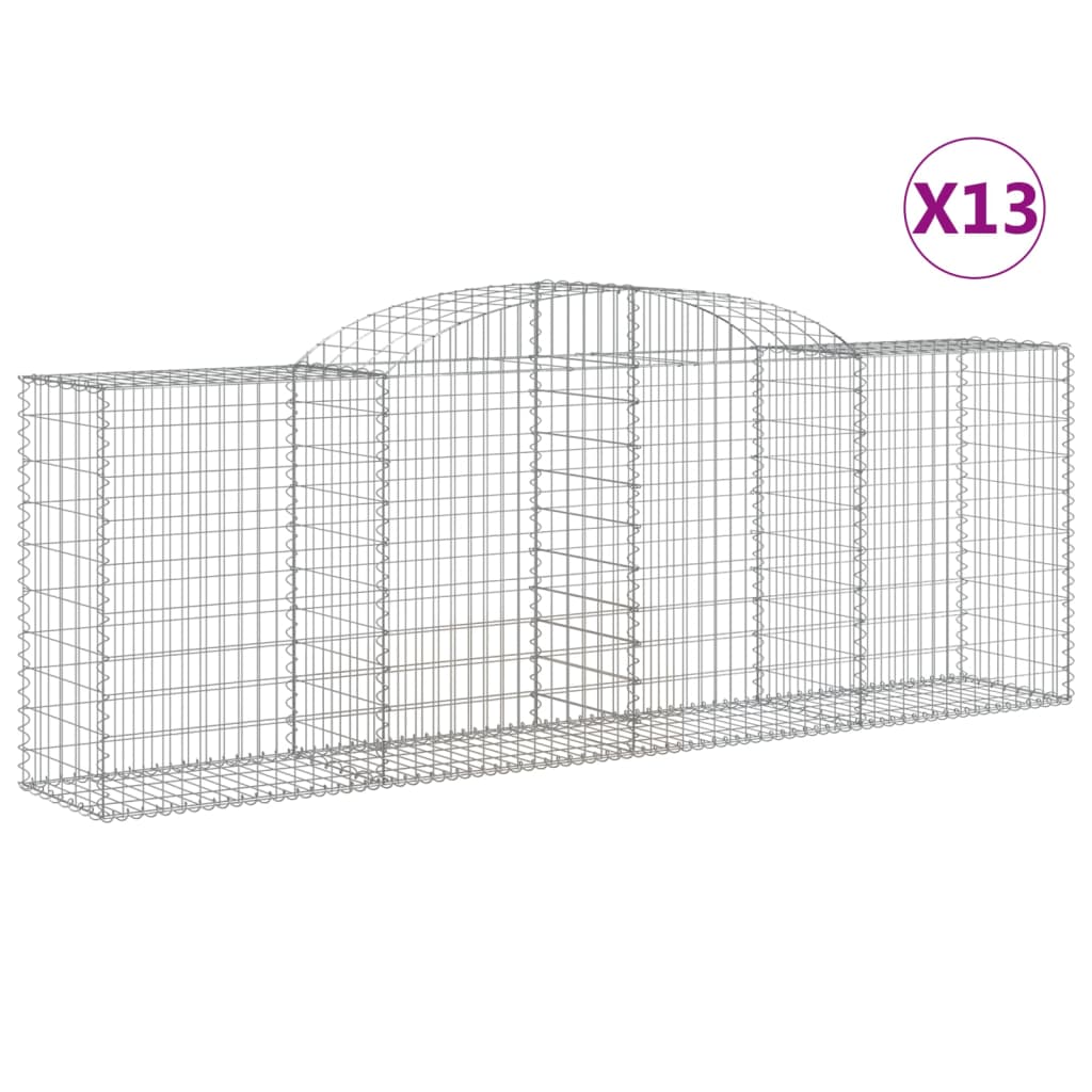 vidaXL 13 db íves horganyzott vas gabion kosár 300 x 50 x 100/120 cm