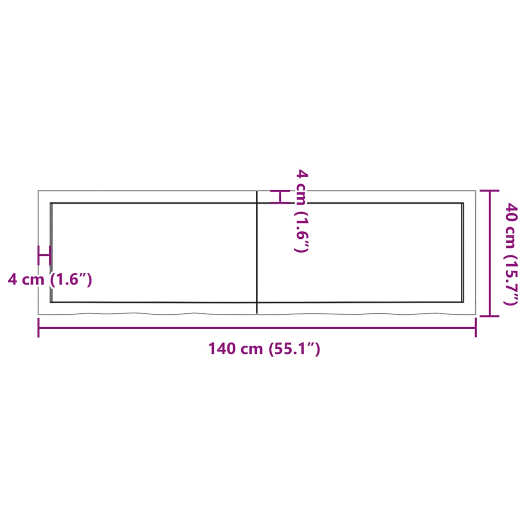 vidaXL sötétbarna kezelt tömör fa fürdőszobai pult 140x40x(2-4) cm