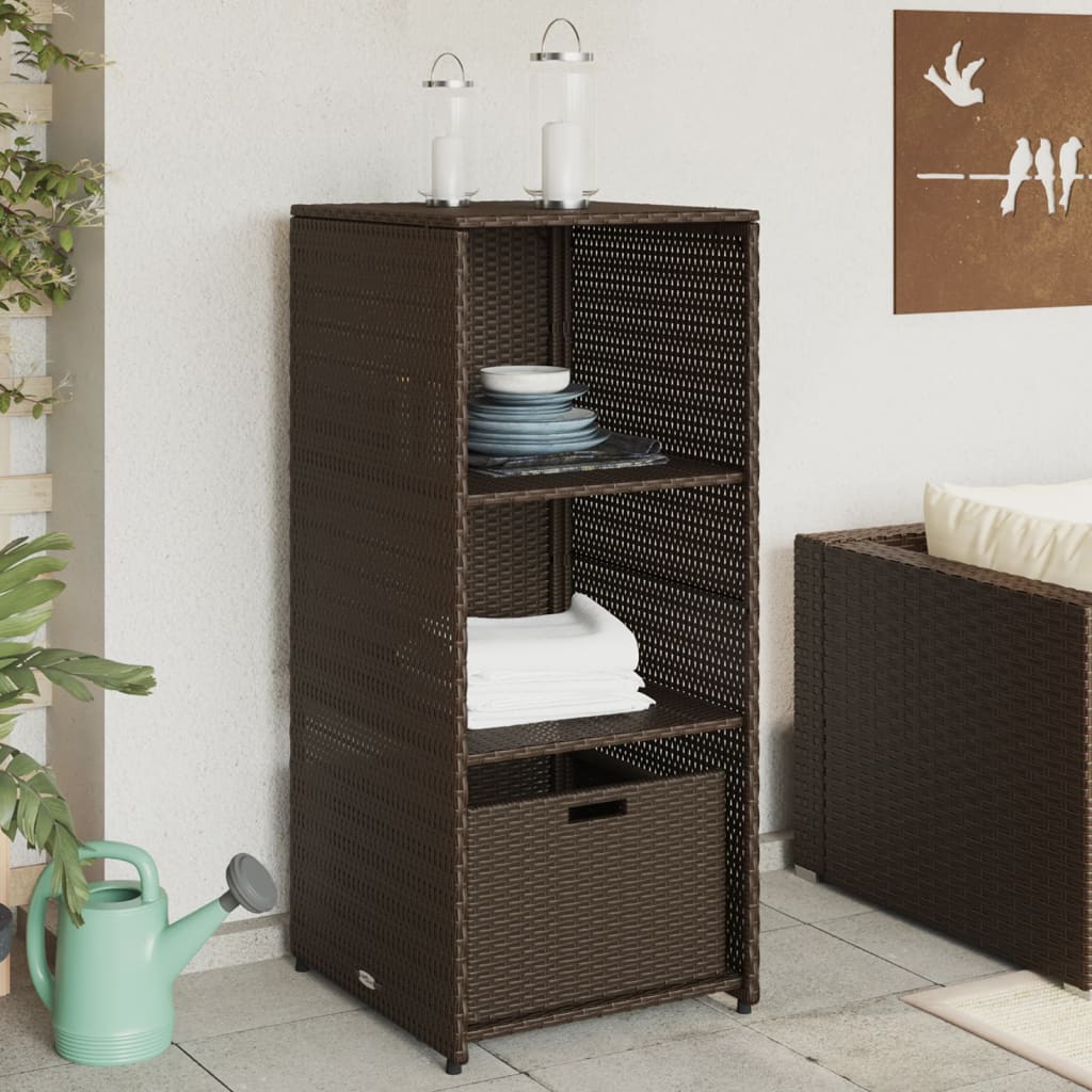 vidaXL barna polyrattan kerti tárolószekrény 50 x 55 x 115 cm