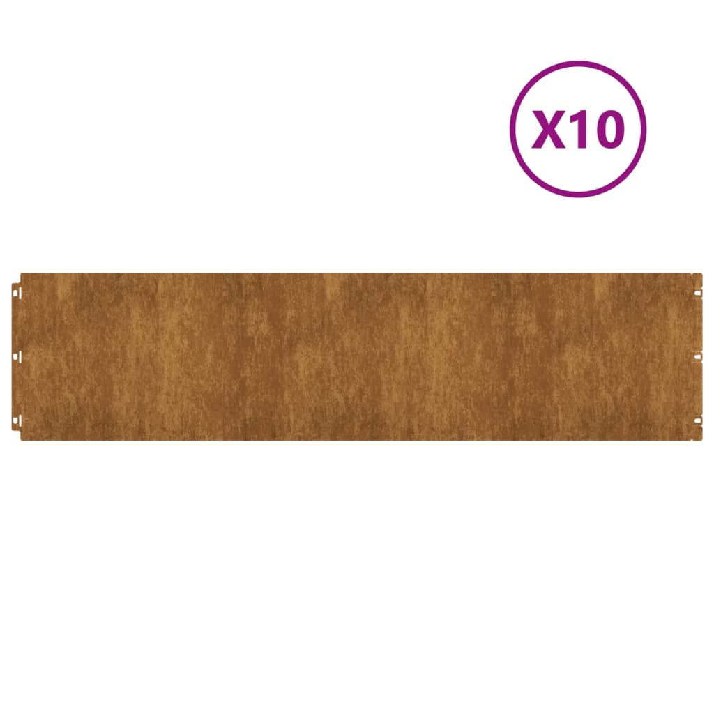 vidaXL 10 db rugalmas corten acél gyepszegély 25 x 103 cm