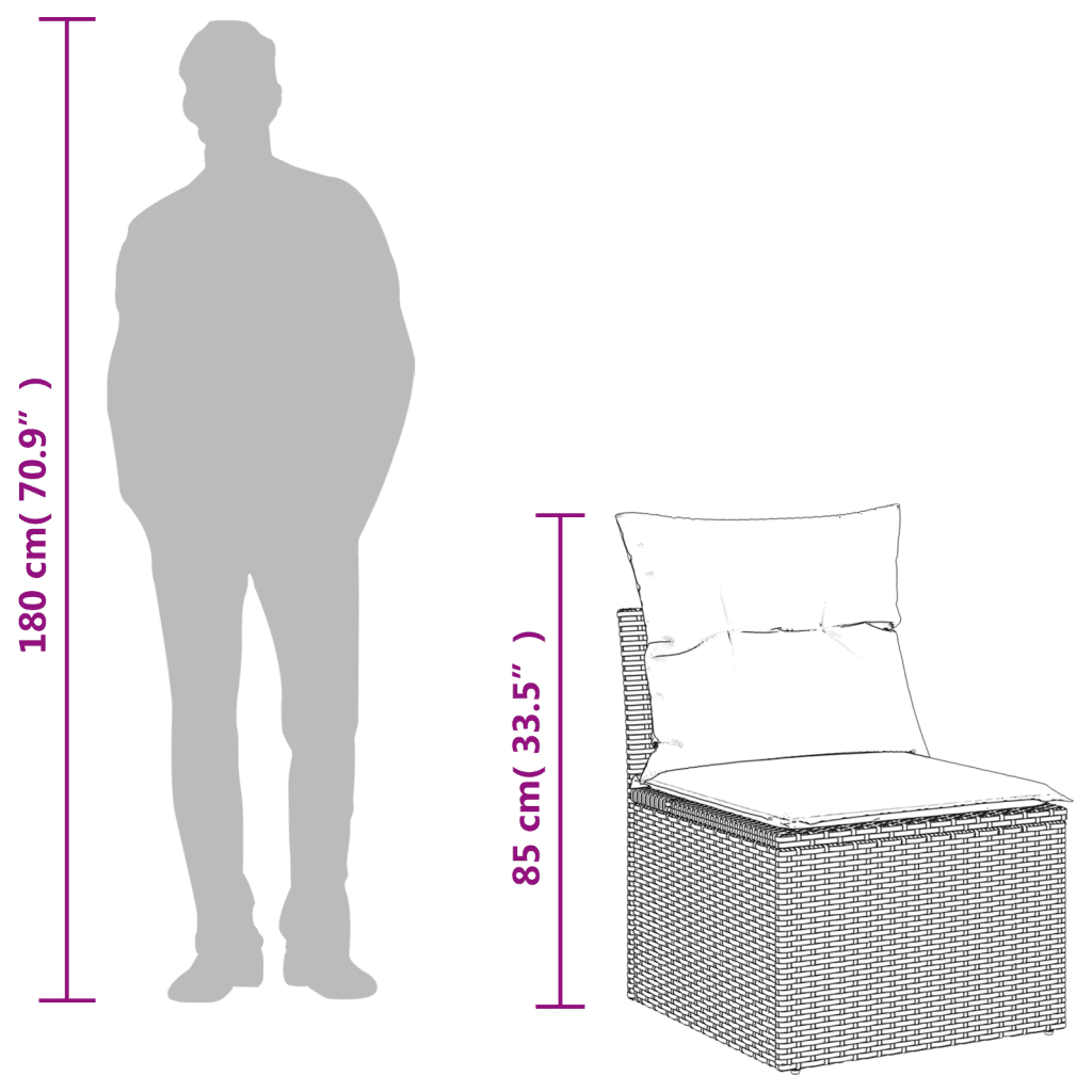 vidaXL 8-részes szürke polyrattan kerti ülőgarnitúra párnákkal