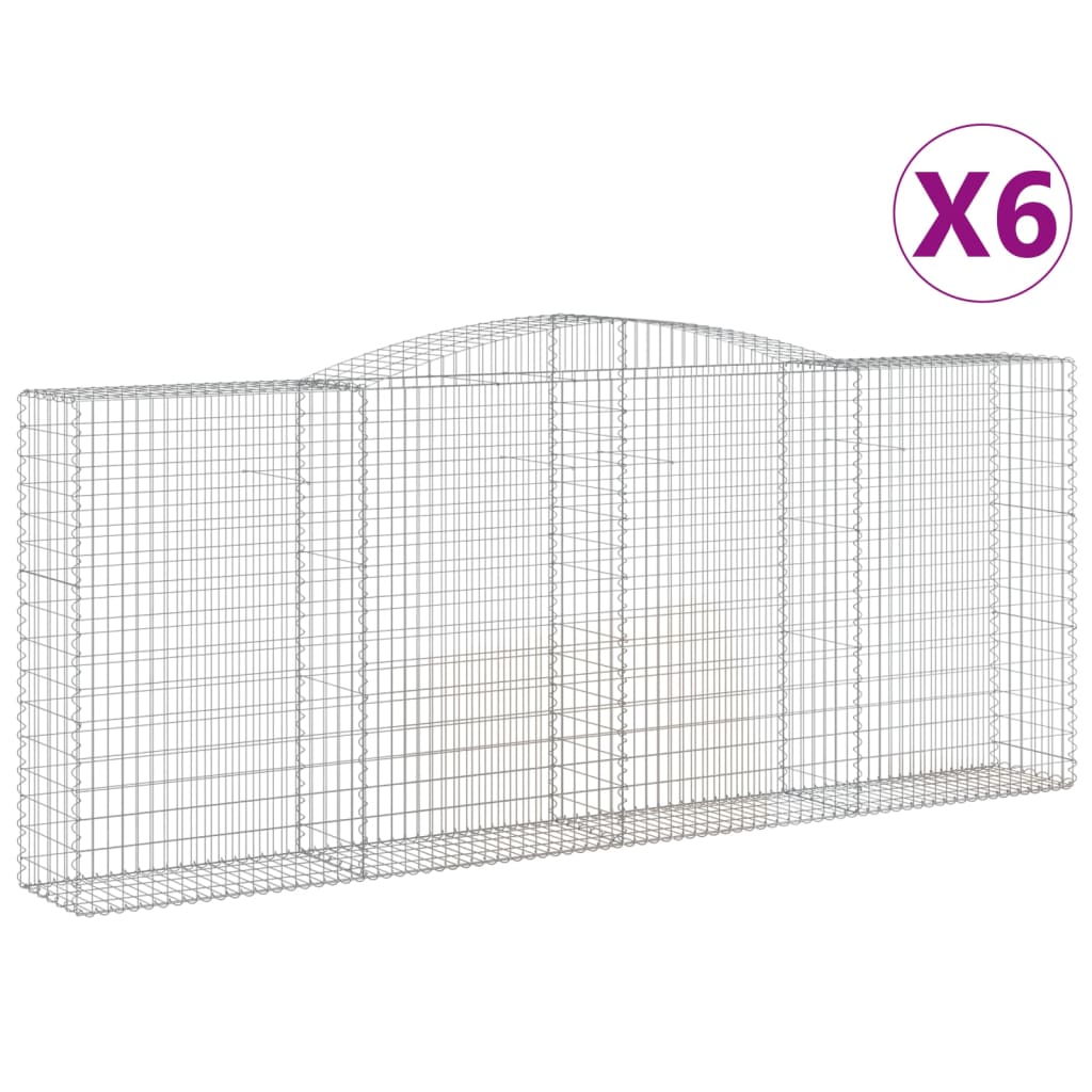 vidaXL 6 db íves horganyzott vas gabion kosár 400x50x160/180 cm