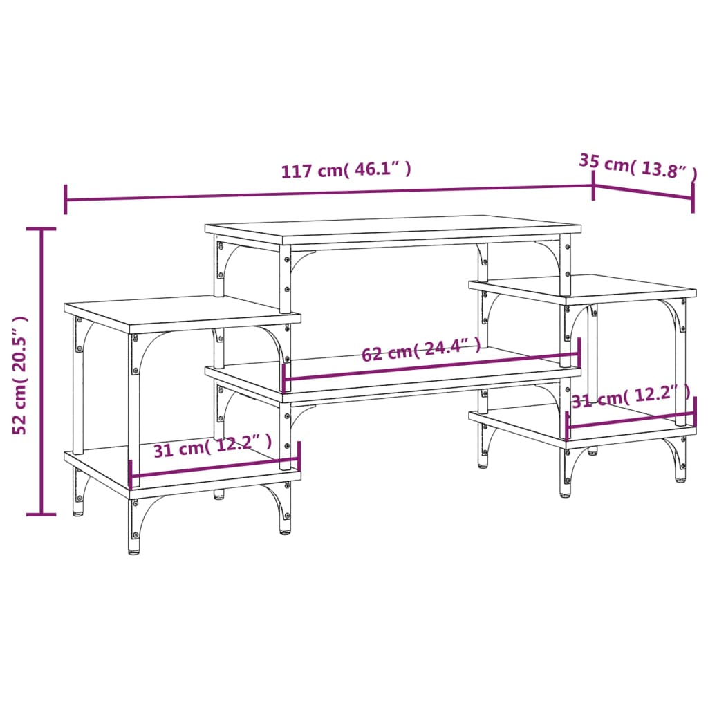 vidaXL füstös tölgy színű szerelt fa TV-szekrény 117x35x52 cm