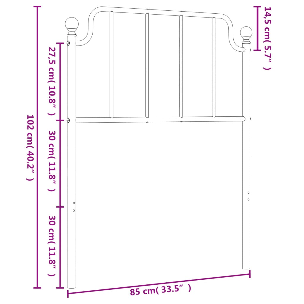 vidaXL fekete fém fejtámla 80 cm