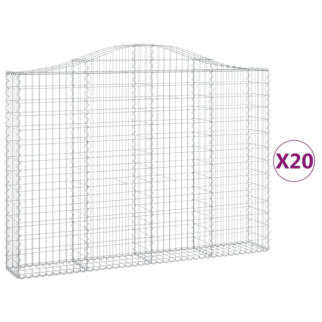 vidaXL 20 db íves horganyzott vas gabion kosár 200x30x140/160 cm