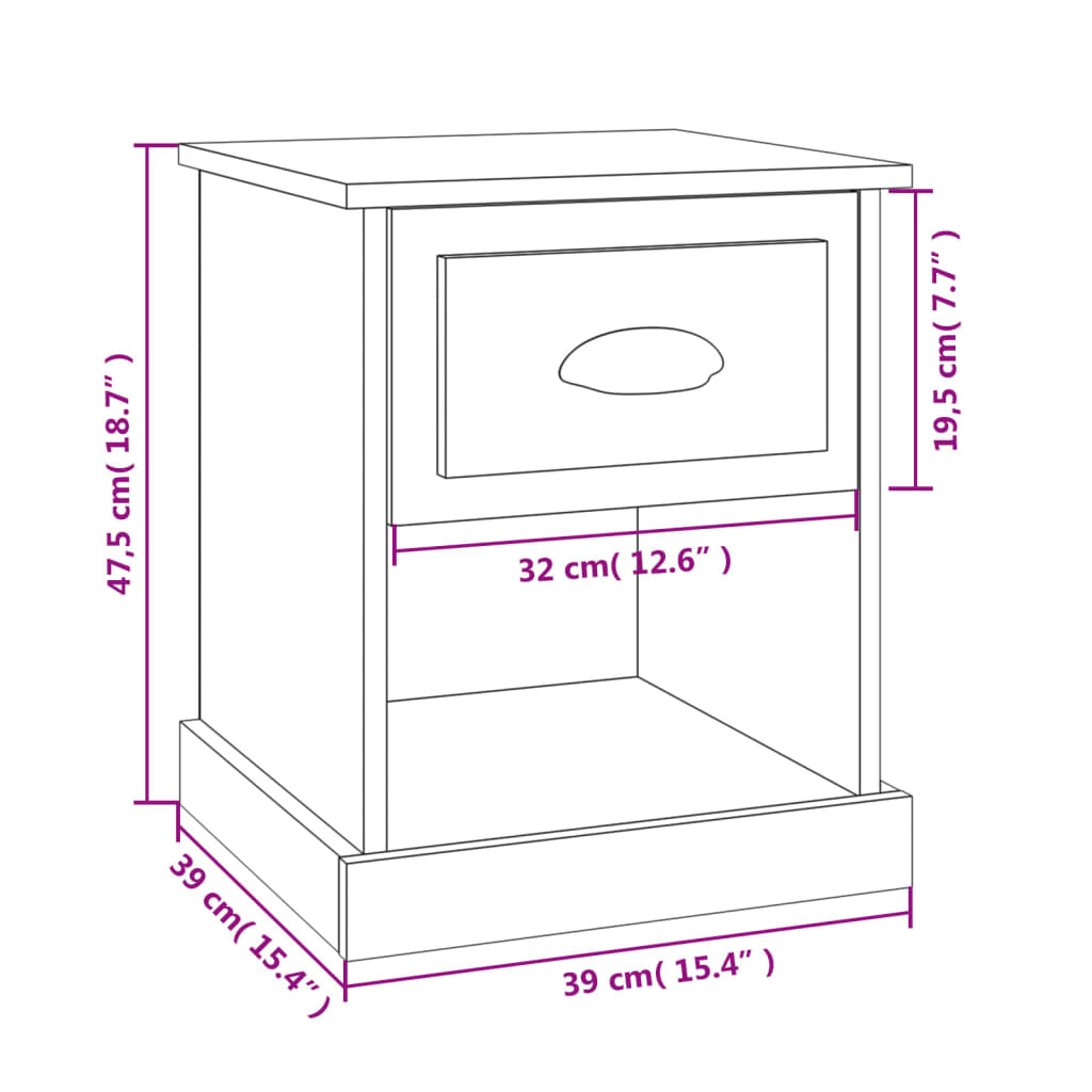 vidaXL 2 db betonszürke szerelt fa éjjeliszekrény 39 x 39 x 47,5 cm