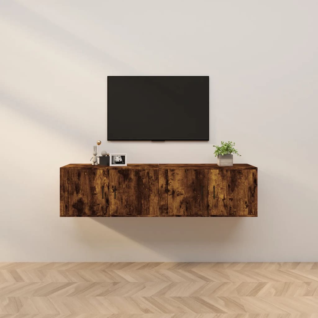 vidaXL 2 db füstös tölgy színű fali TV-szekrény 80 x 34,5 x 40 cm