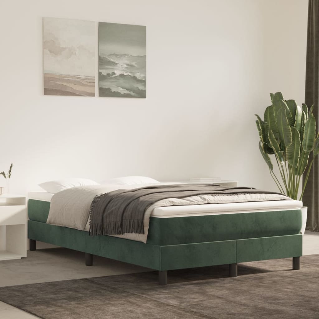 vidaXL sötétzöld bársony rugós ágy matraccal 120 x 200 cm