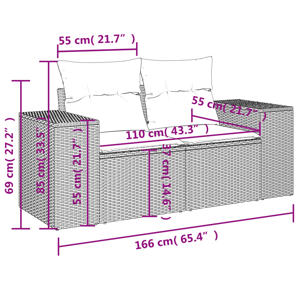 vidaXL 8 részes bézs polyrattan kerti ülőgarnitúra párnával