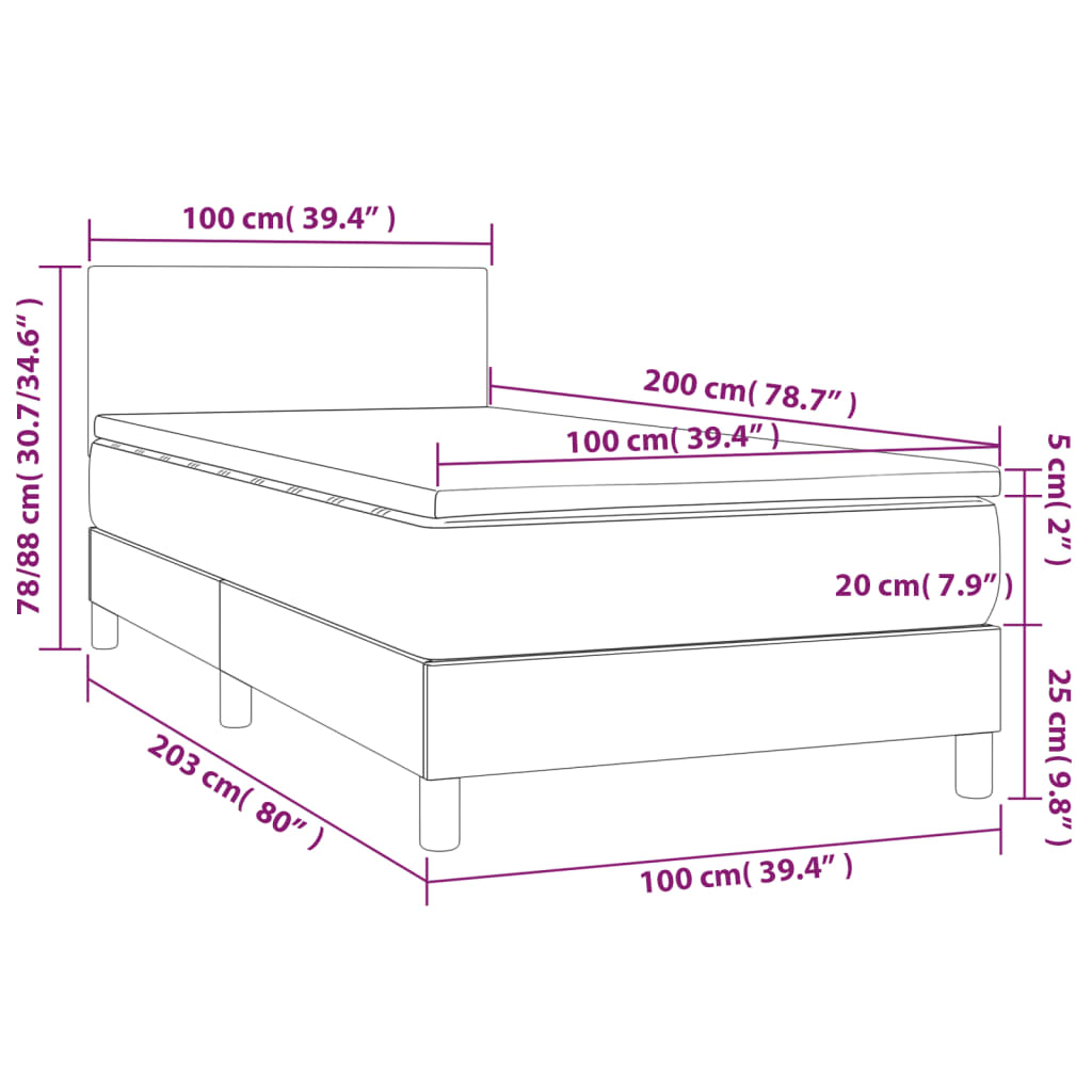 vidaXL cappuccino színű műbőr rugós ágy matraccal 100 x 200 cm