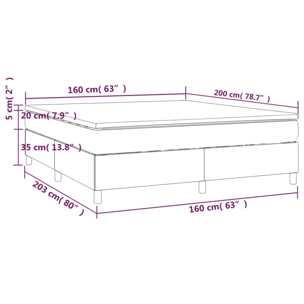 vidaXL fekete műbőr rugós ágy matraccal 160 x 200 cm