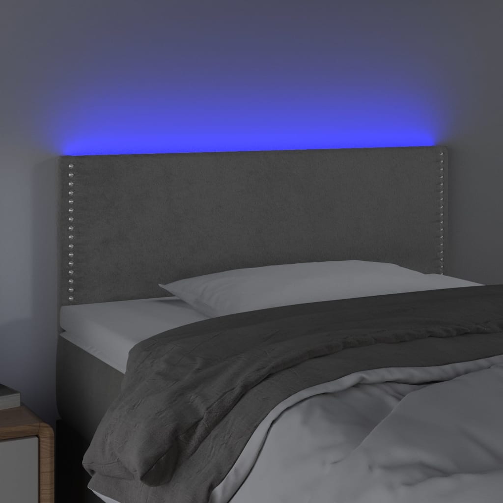 vidaXL világosszürke bársony LED-es fejtámla 100x5x78/88 cm
