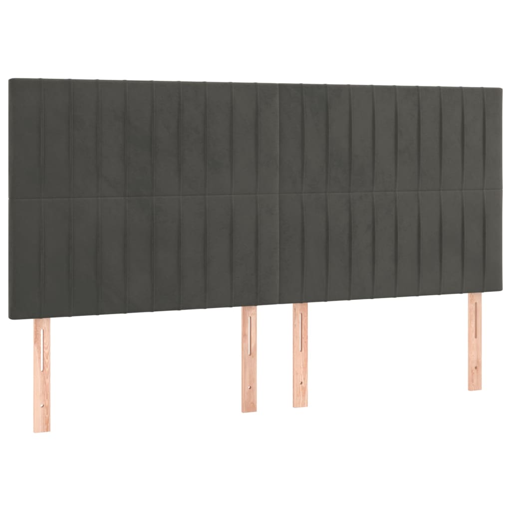 vidaXL sötétszürke bársony LED-es fejtámla 160x5x118/128 cm