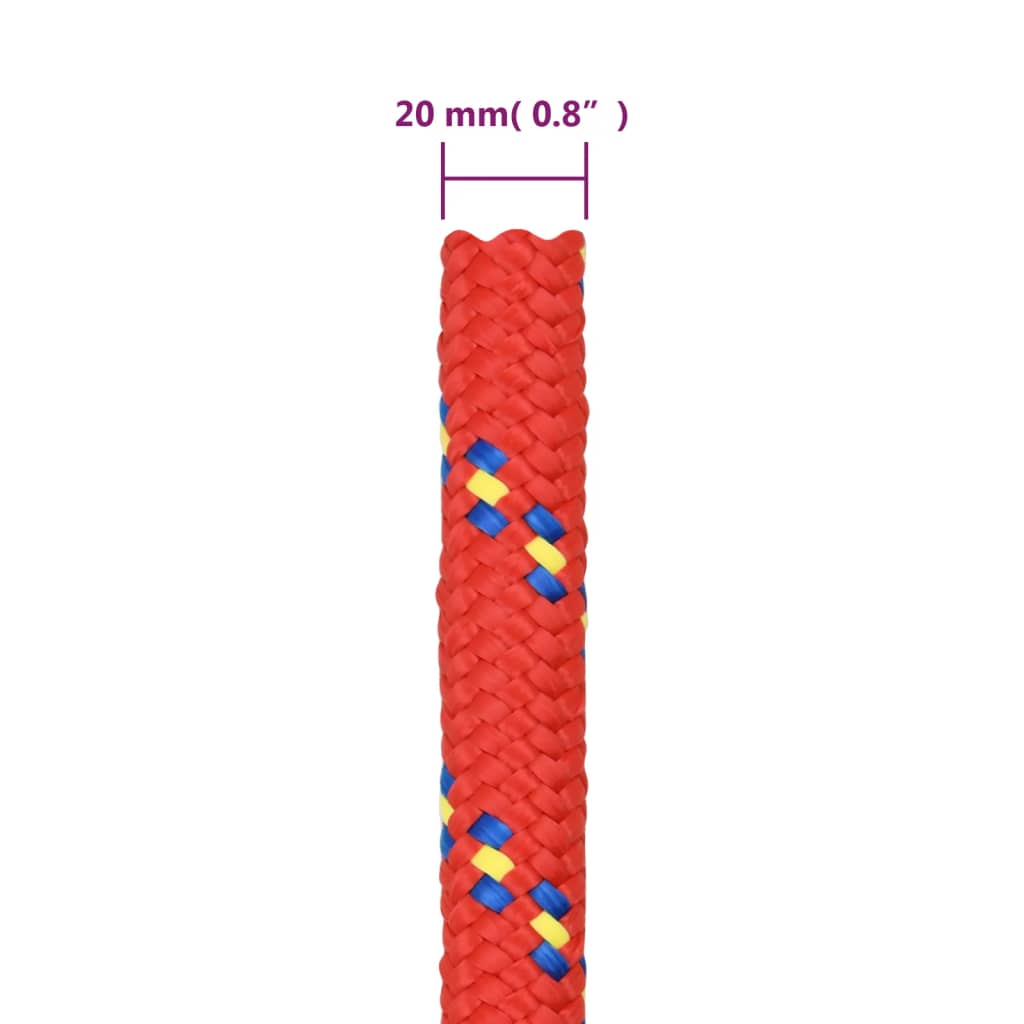 vidaXL piros polipropilén hajókötél 20 mm 100 m