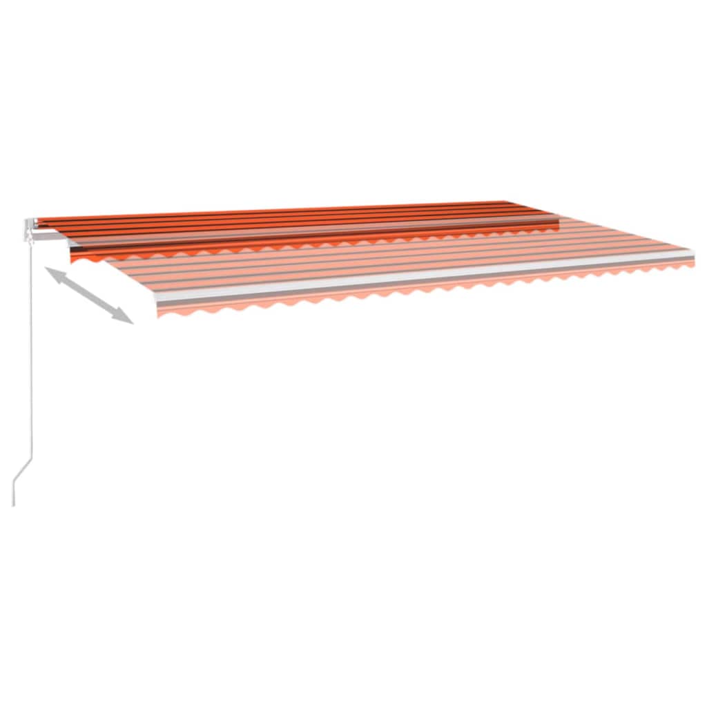 vidaXL narancs és barna kézzel kihúzható LED-es napellenző 600x350 cm