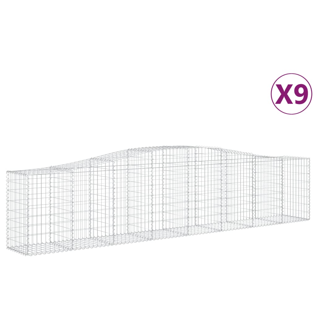 vidaXL 9 db íves horganyzott vas gabion kosár 400x50x80/100 cm