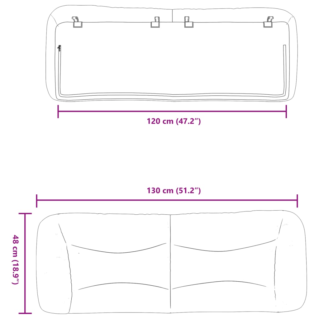 vidaXL fekete szövet fejtámla párna 120 cm