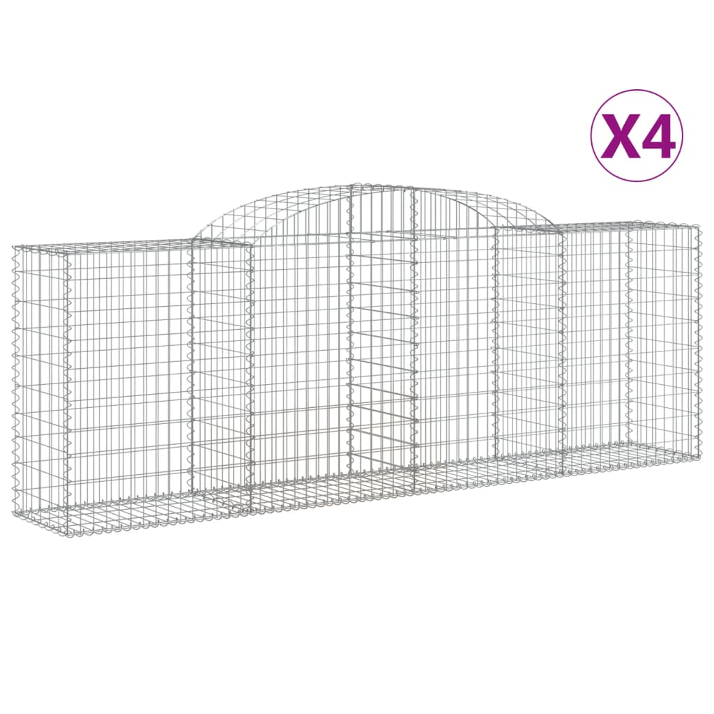 vidaXL 4 db íves horganyzott vas gabion kosár 300 x 50 x 100/120 cm