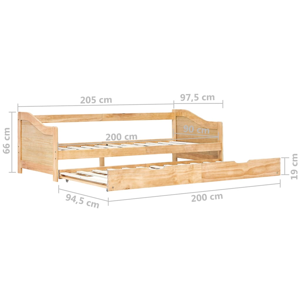 vidaXL fenyőfa kihúzható kanapéágykeret 90 x 200 cm