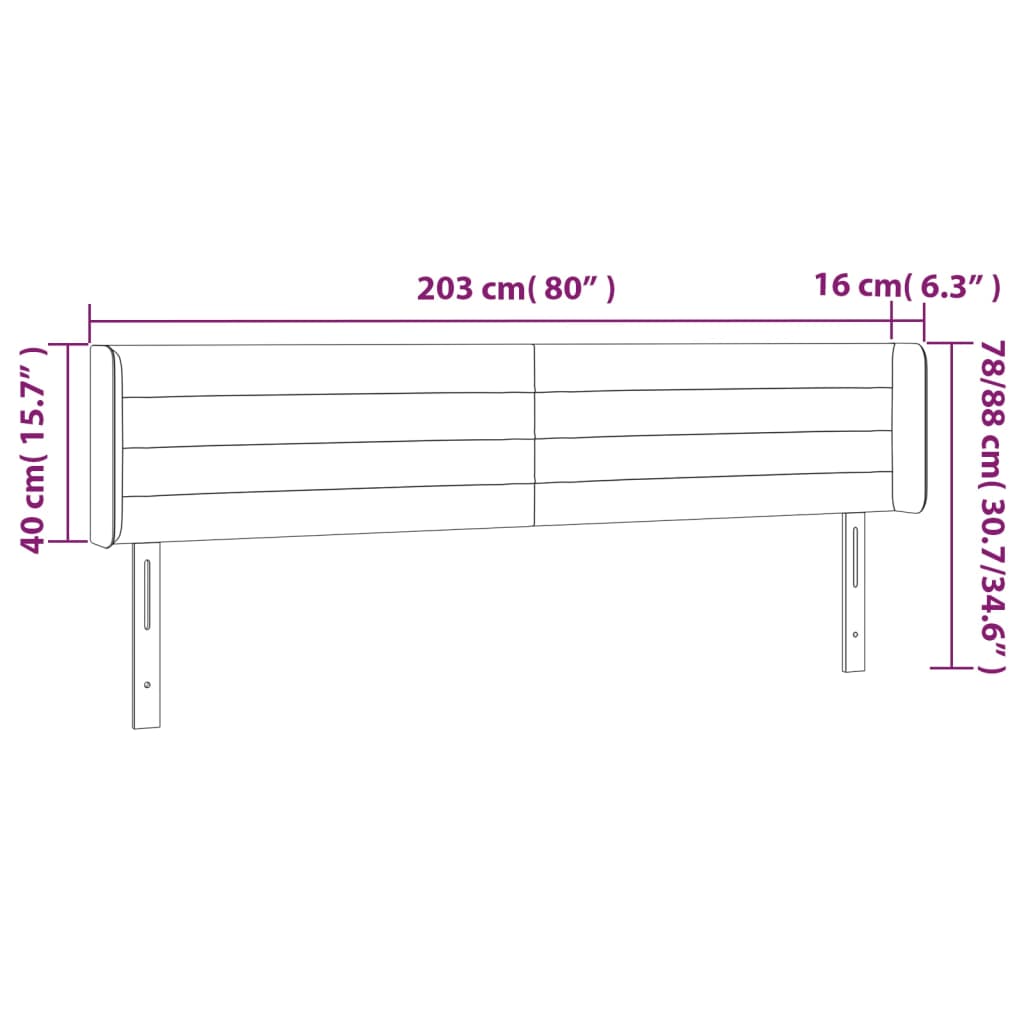 vidaXL sötétzöld bársony LED-es fejtámla 203 x 16 x 78/88 cm