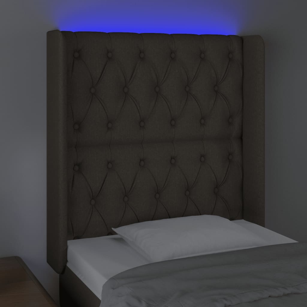 vidaXL tópszínű szövet LED-es fejtámla 83x16x118/128 cm